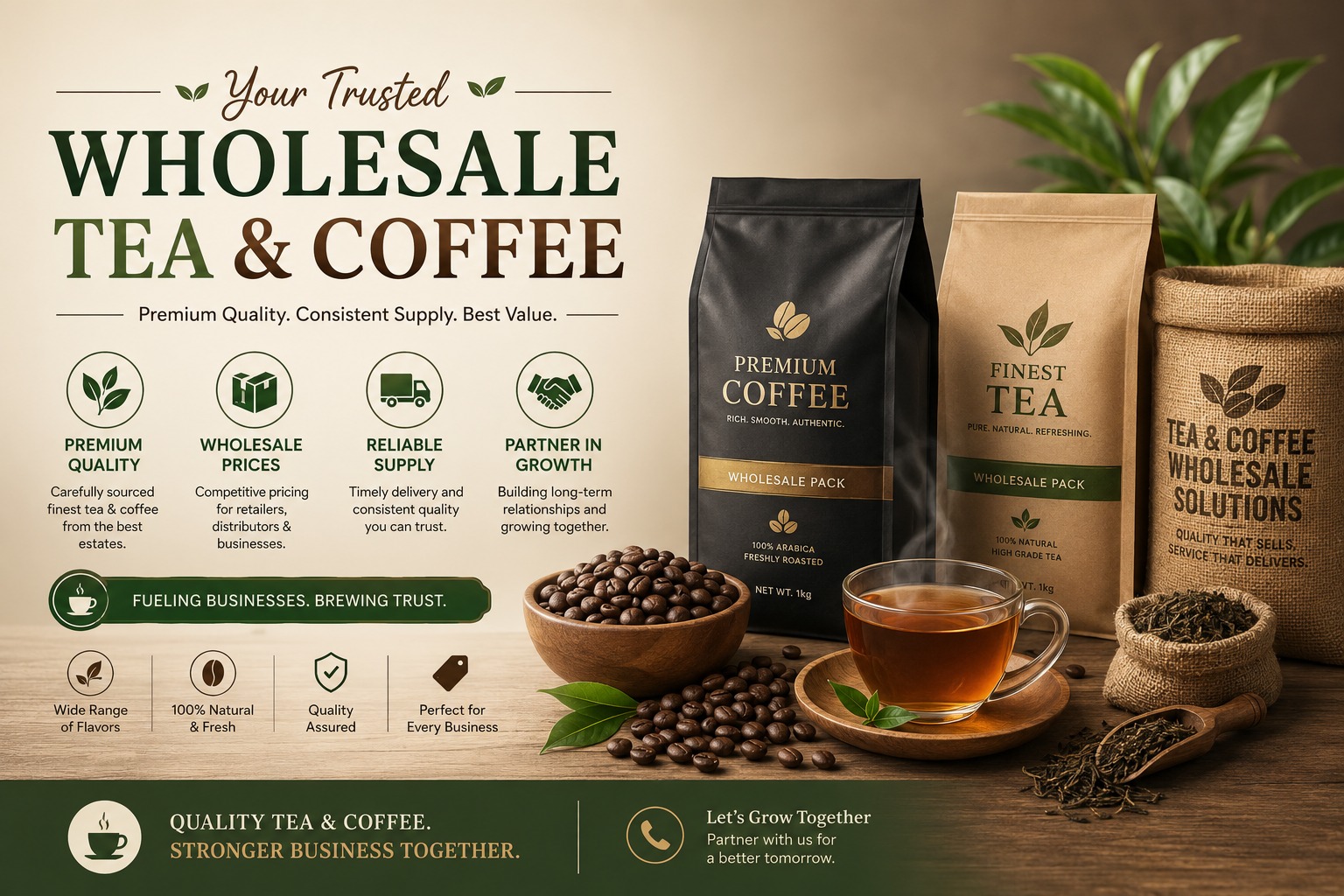 Premium coffee beans and tea leaves from top global producers